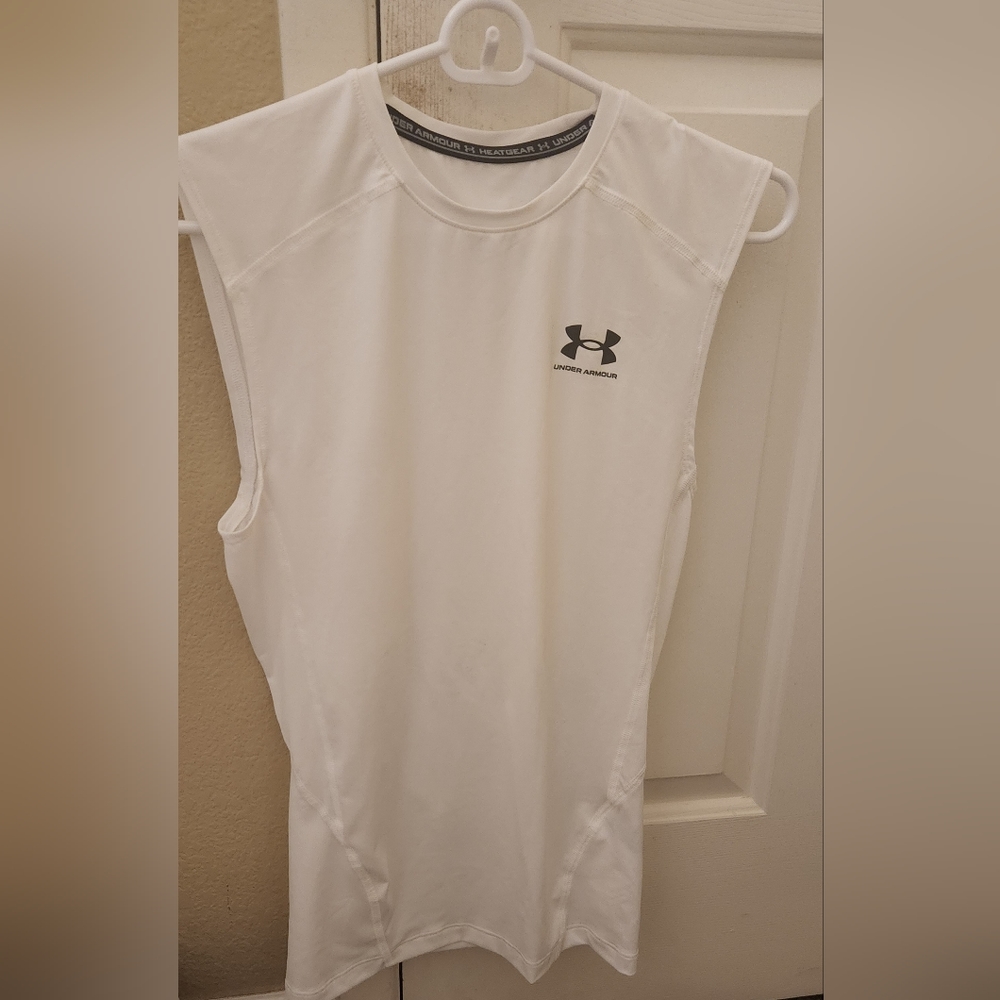 White Under Armour Muscle Tee